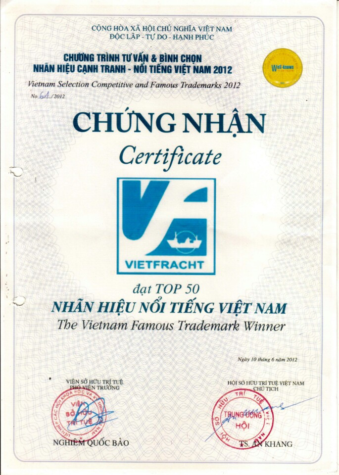 Chứng Nhận - Công Ty TNHH Dầu Nhớt Thiên Long Việt Nam